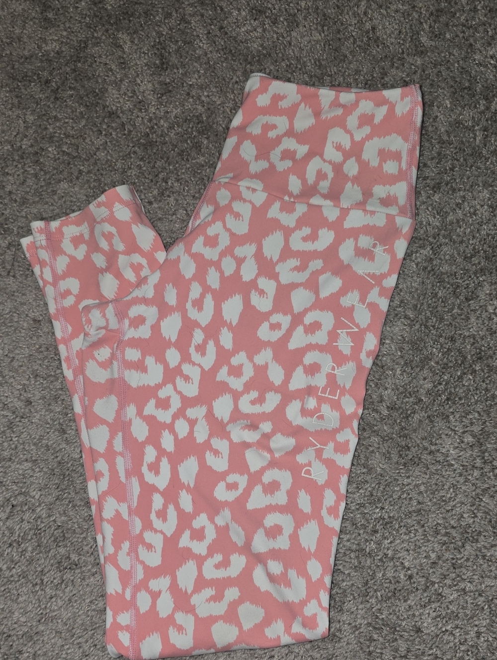 Ryderwear Pink & White Leopard Print High-Waist Leggings